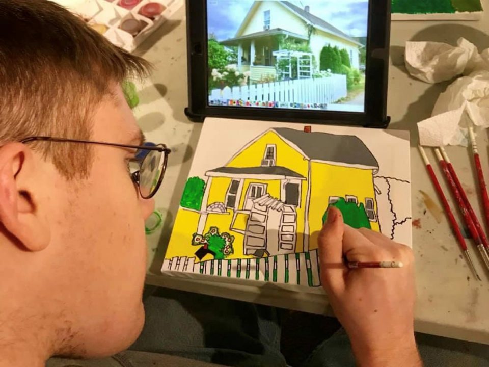 Mitchell drawing a Prince Rupert home