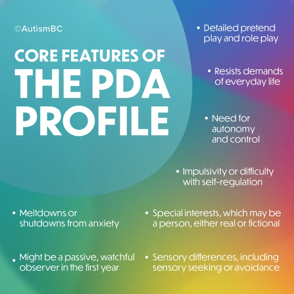 An infographic listing the characteristics of the pathological demand avoidance profile