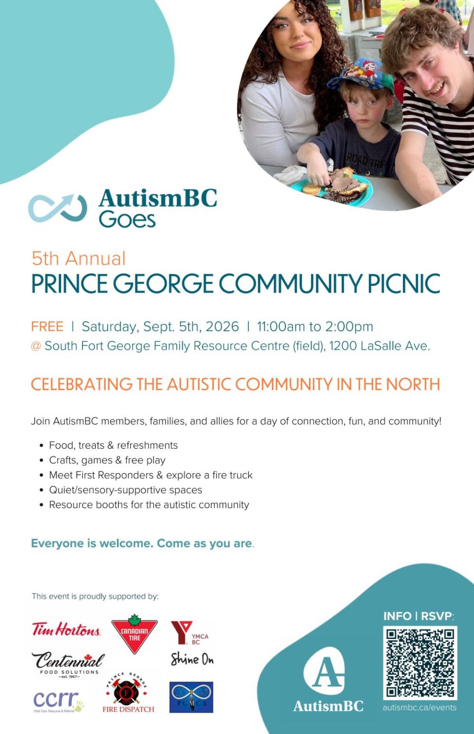 A flier promoting AutismBC's 4th Annual Northern Community Picnic.